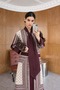 Patterned Scarf Collar Brown Dress