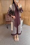 Patterned Scarf Collar Brown Dress - 2