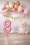 Retro 8 Year Old Teddy Bear Themed Baby Girl Concept Birthday Set