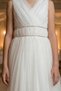 Girls' V-Neck Beaded Waist Detail Tulle Long Evening Dress ABY2027 - 6