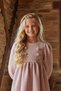 Girl's Pink Chanel Dress with Collar and Button Detail, Pleated Cuffs, and Pleated Design - 5