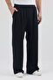 Black Scuba Fabric Brushed Inside Pleated Front and Pocket Detail Relaxed Fit Baggy Pants - 6