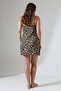 Women's Leopard Printed Piece Strappy Slit Nightgown - 4