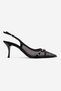Lioren Black Mesh Buckled Straps Women's Heeled Shoes - 4