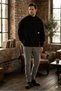 Urban Fit Black Mock Neck Oversized Label Detailed Brushed Inside Sweatshirt - 2