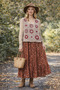 Hand Knitted Square Motif Women's Vest – Boho Motif Knitted Sweater