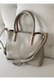 Women's Beige Handbag & Shoulder Bag - Soft Faux Leather , Three Compartments, Adjustable Strap Pieces, Stylish Model - 6