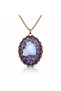 Handmade Vintage Necklace with Raw Aquamarine and Amethyst Natural Stones and Hematite Inlay - 4