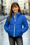 Girl's Cobalt Blue Coat with Stones on the Back Printed Mock Neck Puffer - 2