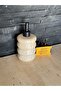 Natural Travertine Melon Slice Liquid Soap Dispenser - Matte Black Detailed - 2