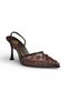 Y726462415 Brown Mesh Bead Embroidered İ Stiletto Heel Women's Shoes - 3