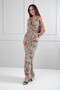 Women's Collar Accessory Lined Patterned Stretch Fabric Long Dress - 2