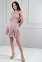 Women's Stefani Collar Front Draped Lined Layered Skirt Asymmetrical Glittery Short Dress - 2