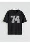 Lcw Kids Black Crew Neck Printed Boy's T-Shirt and Shorts - 3