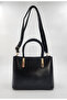 Women's Black Handbag and Shoulder Bag - Soft Faux Leather , Three Compartments, Adjustable Strap Pieces, Stylish Model - 5