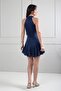 Women's Stefani Collar Front Draped Lined Layered Skirt Asymmetrical Glittery Short Dress - 4