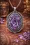 Vintage Silver Color Non-Tarnish Chain Necklace with Raw Amethyst Natural Stone and Hematite - Handmade, Period Piece - 4