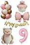 Retro 9 Year Old Teddy Bear Themed Baby Girl Concept Birthday Set - 2