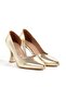 Gold Color Open-Side Goblet Heeled Stiletto Dore Evening Dress Shoes - 4