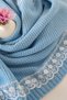 Knitted Knitwear Set of Lace Baby Blanket Si - Soft Crib Cover - 80X100 cm - Blue - 2