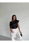 Satin Boat Neck Draped Blouse - 4