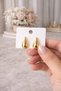 Damla Form Shiny Gold Women's Earrings Minimal Stylish Daily Use Earrings - 2