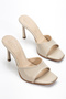 Women's Square Toe Heeled Shoes Sandals Beige - 3