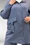 67015 Large Size Pockets D Buckle Detail Muslin Trousers Set - Anthracite - 2