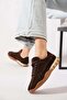 Naredert Parçalı Genuine Leather Women's Sports Shoes Brown Suede