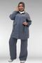 67015 Large Size Pockets D Buckle Detail Muslin Trousers Set - Anthracite