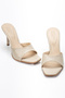 Women's Square Toe Heeled Shoes Sandals Beige