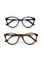 2-Pack Leopard Black Cat Eye Bone Transparent Women Men Unisex Blue Light Protection Screen Glasses Eyewear