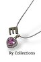 Silver Purple Zircon Stone E Letter Heart Necklace