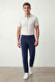 Men's Navy Blue Non-Marking J Jogger Pants Style B Ankle-Length D Woven Trousers with Back Pockets - 2