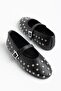 Women's Ballet Flats Black Bretli Trok Stone Oval Mold - 3