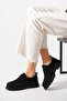 Resel Stitched Tied Genuine Leather Women's Shoes Black Nubuck - 2