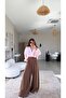 Brown Ultra Wide Leg Tencel Trousers - 2