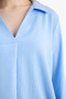 Relax Fit Shirt Collar Seersucker Textured Long Sleeve Blouse G9141Ax26Sp - 4