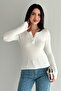 Women's Button Detailed Long Sleeve Blouse – Round Neck Casual Stylish Blouse - 2