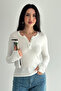 Women's Button Detailed Long Sleeve Blouse – Round Neck Casual Stylish Blouse - 3