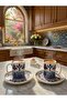 Classic Seljuk Chinese Pattern 2 Person Coffee Cup Set Porcelain 4 Pieces - 4