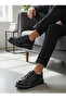 Genuine Leather Men's Black Stylish Sneakers Shoes - 6