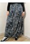 Elastic Waist Patterned Medium Thickness Combed Cotton Fabric Maxi Length Mother's Skirt, Prayer Skirt Size 38-50 - 4