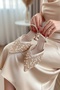 Anje Beige Lace Bead Embellished (8 cm Heel) Pointed Toe Daily Heeled Shoes - 4