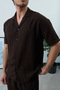 Men's Brown Lightweight Loose Fit Linen Shirt