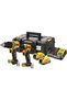 PowerStack 18 volt cordless drill combo set, (yellow/black, 2x POWERS