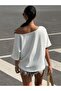 Women's One-Shoulder Off-Shoulder Loose Cotton in Soft-Textured Basic Blouse Summer Stylish Blouse 0081 - 4