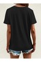 Women's V-Neck Cute Rabbit Printed Black/White T-Shirt Oversized Casual - 2