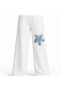 Girl's wide leg sweatpants with star appliqué - white - 12 years - 4