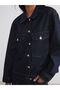 Xside Navy Blue Shirt Collar Women's Jean Jacket - 5